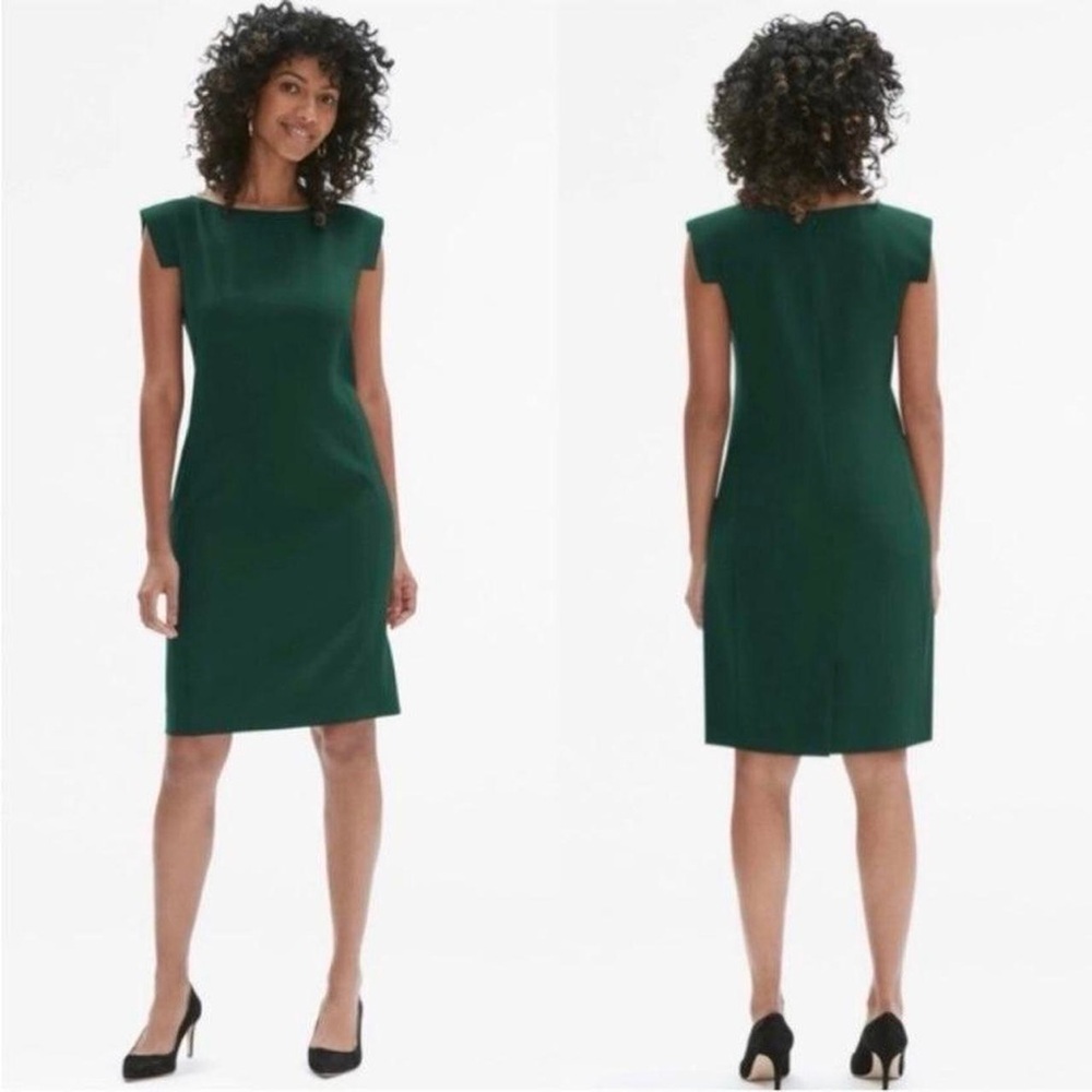 MM Lafleur Size 12 The Sarah Dress Cypress Green Cap Sleeves Crepe Boat Neck